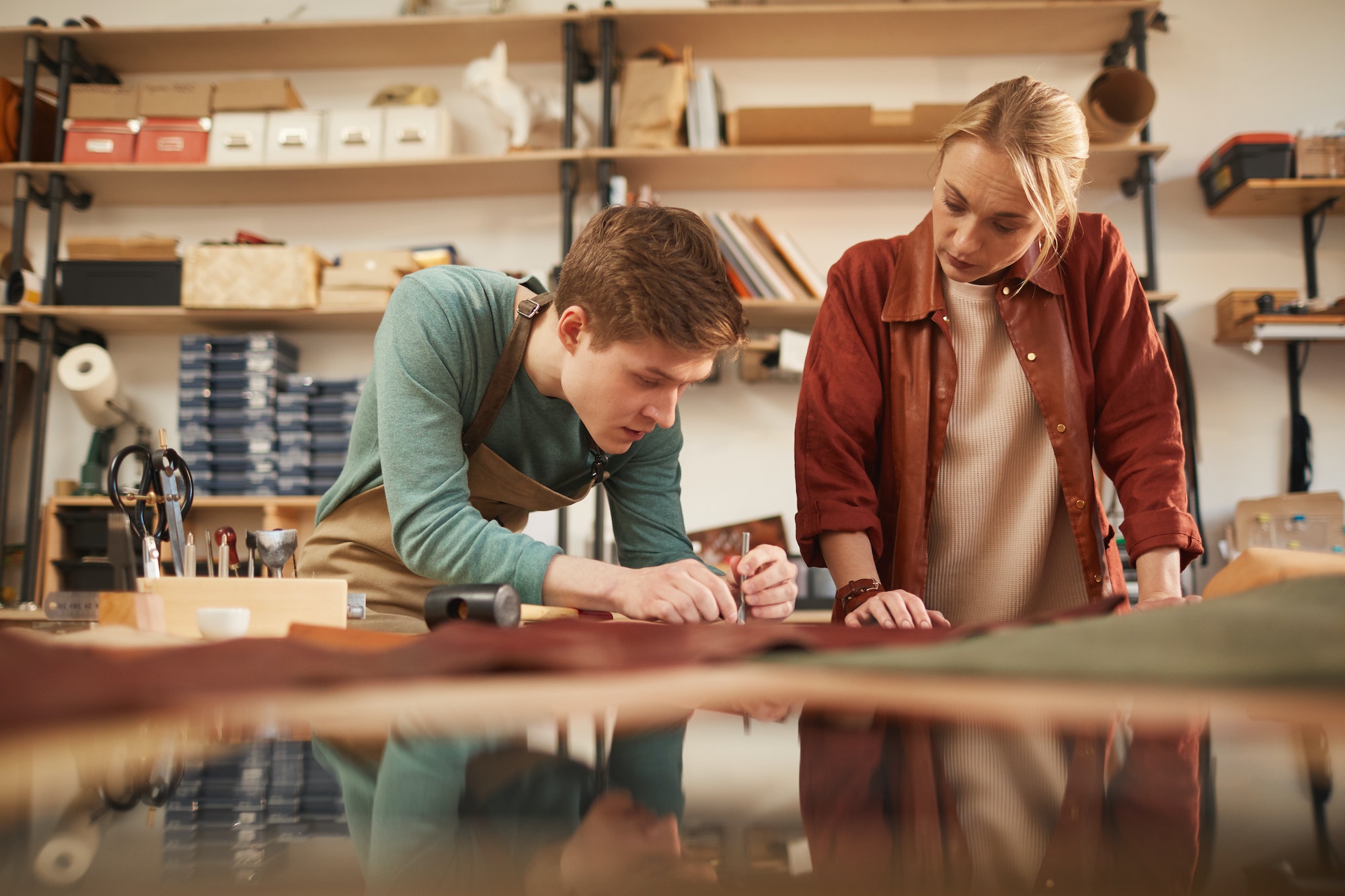 Concentrated Artisans In Workshop